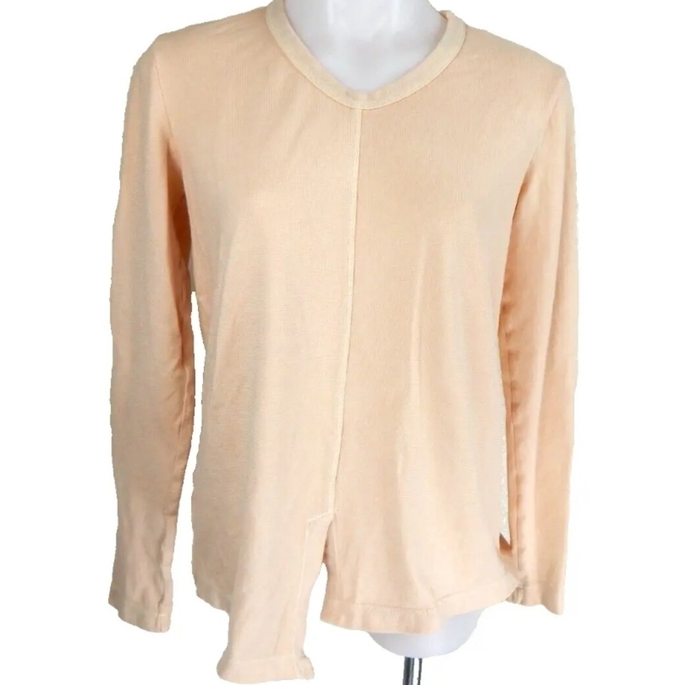 Wilt Beige Textured Knit Split Hem Tee